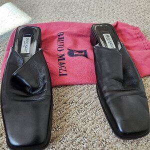 Women's Bruno Magli Mules, Black leather, Size 8 AAA